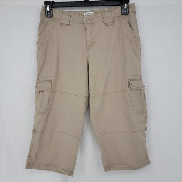St. John's Bay Clam Digger Cargo Pants Tan Women's Petite 10P - Picture 1 of 16